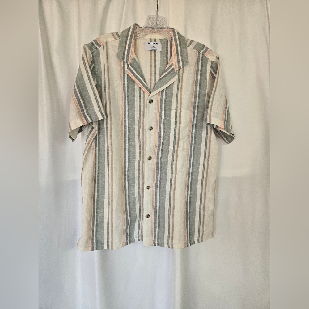 Old Navy Linen Blend Button Down Resortwear Shirt SizeS